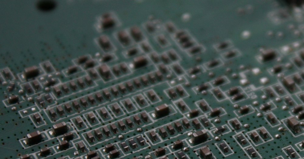 Electronic components on a circuit board