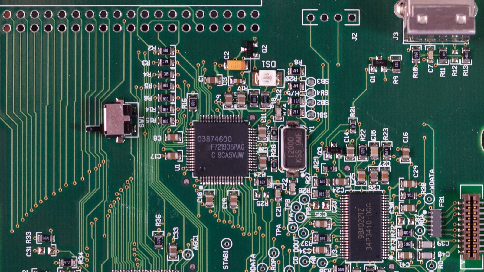 Close-up of an electronic circuit board